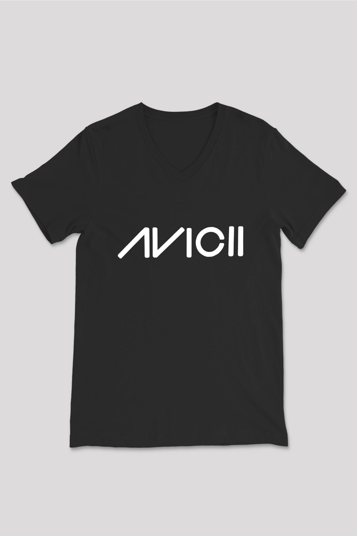 Avicii Siyah Unisex V Yaka Tişört T-Shirt
