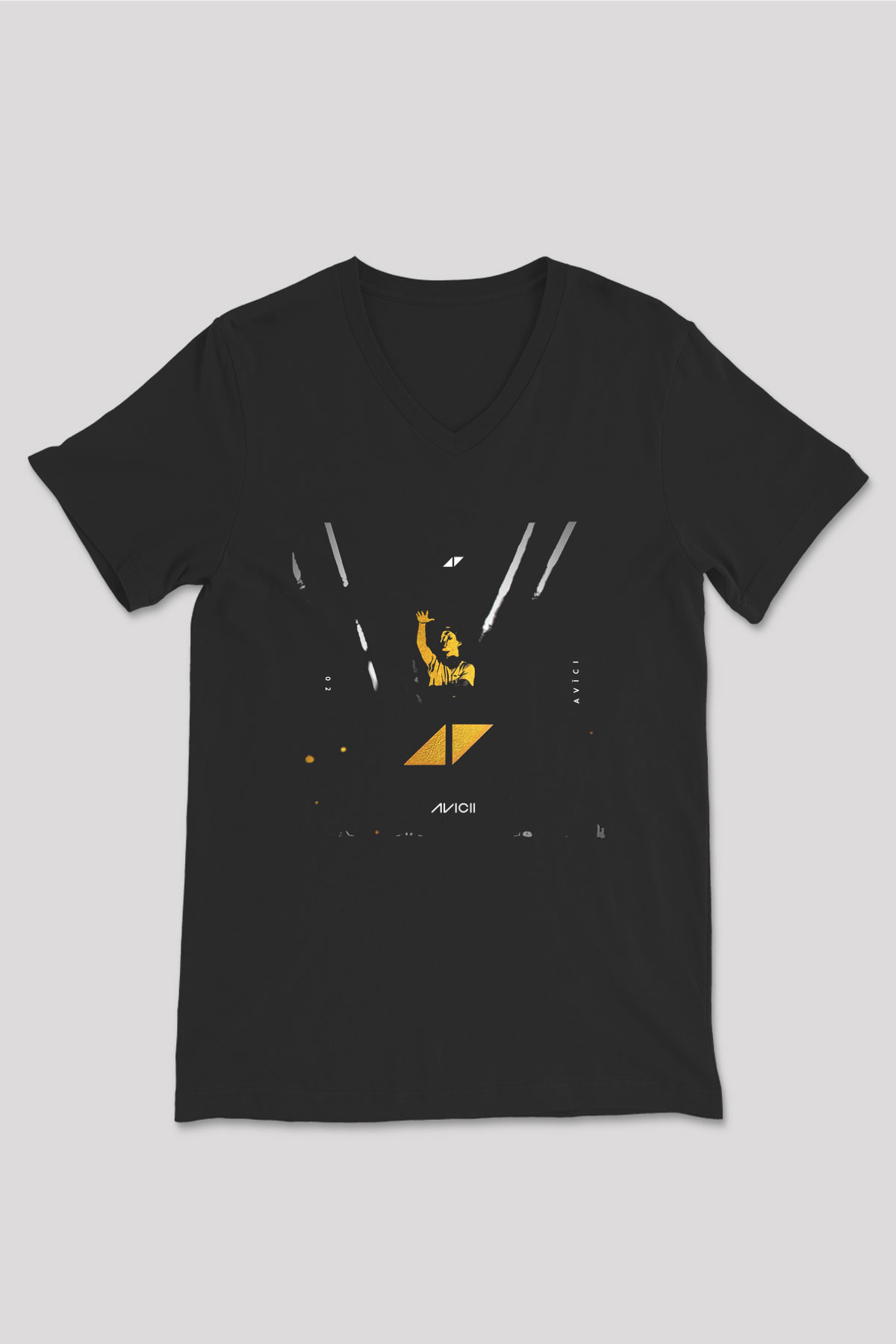 Avicii Siyah Unisex V Yaka Tişört T-Shirt
