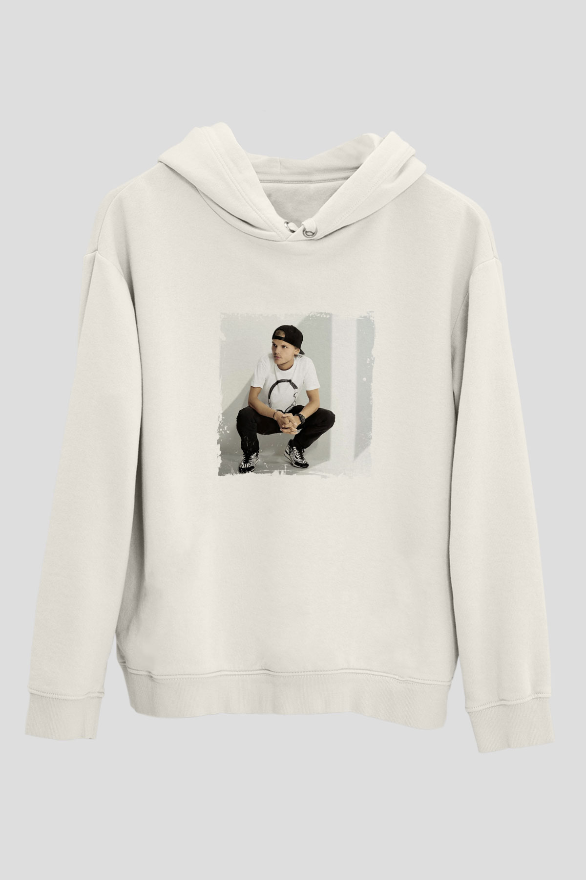 AviciiBaskılı Beyaz Hoodie