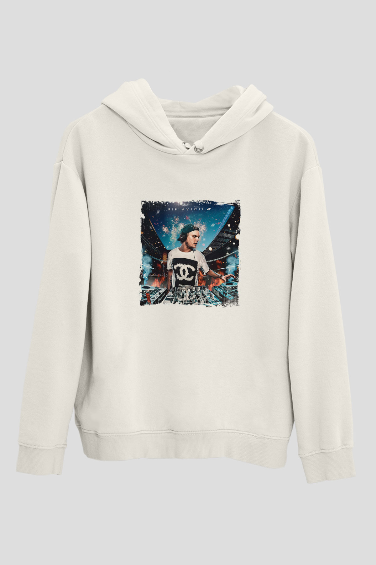AviciiBaskılı Beyaz Hoodie