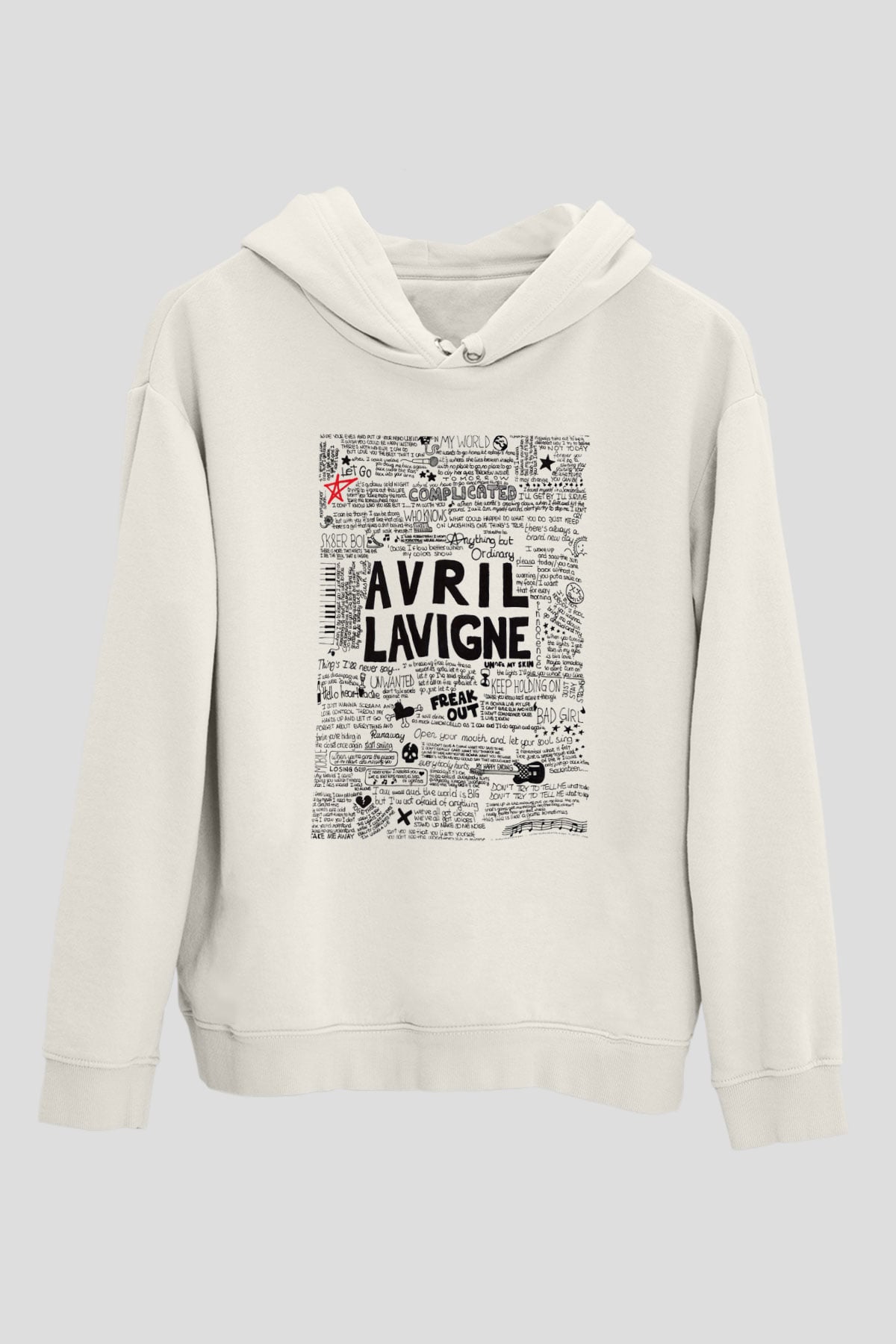 Avril Lavigne Beyaz Unisex Kapşonlu Sweatshirt
