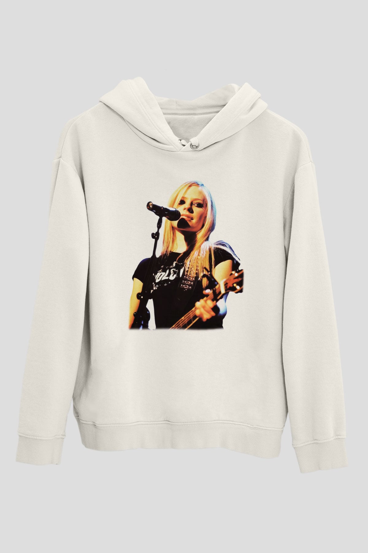Avril Lavigne Beyaz Unisex Kapşonlu Sweatshirt