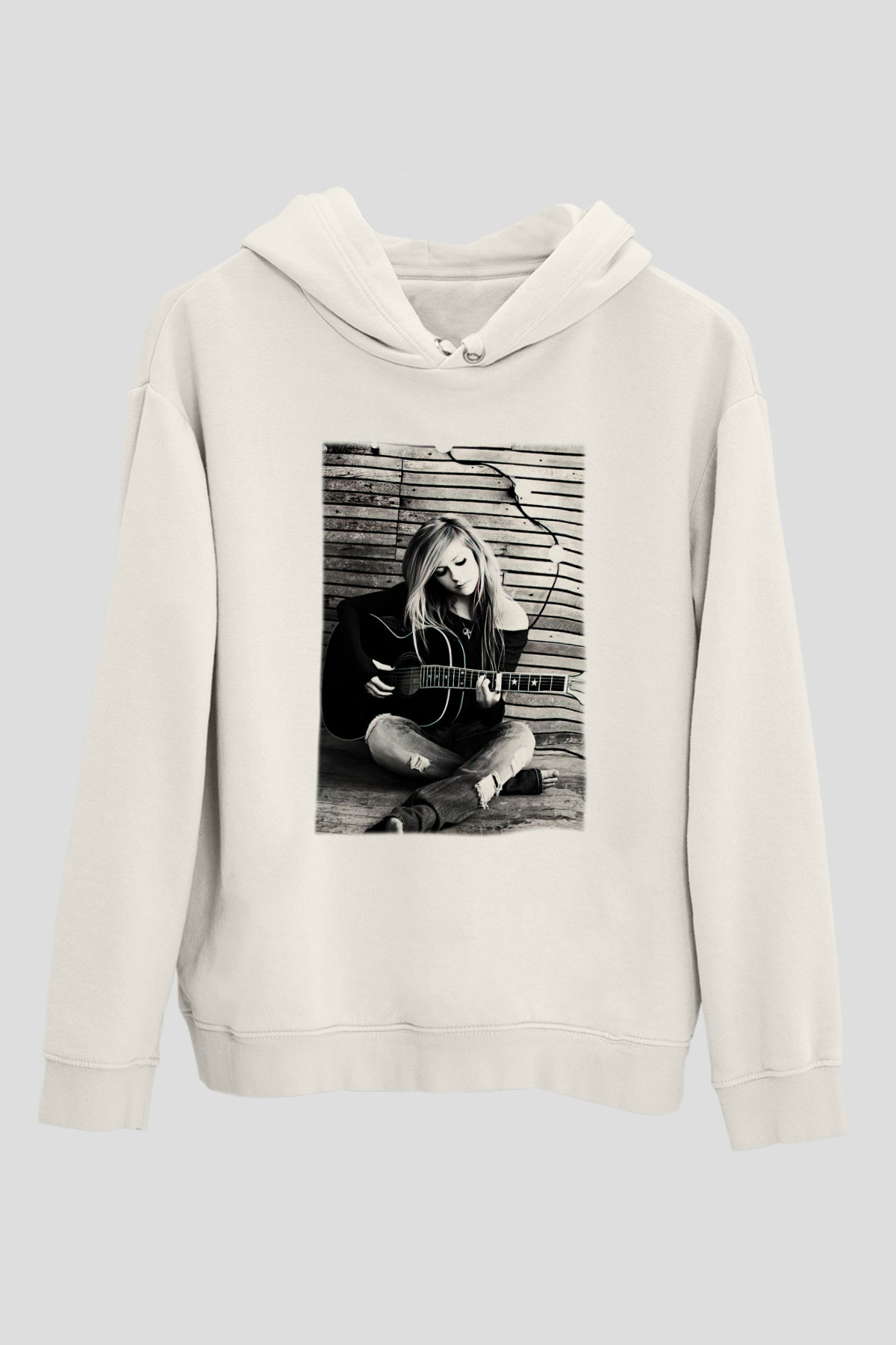 Avril Lavigne Beyaz Unisex Kapşonlu Sweatshirt