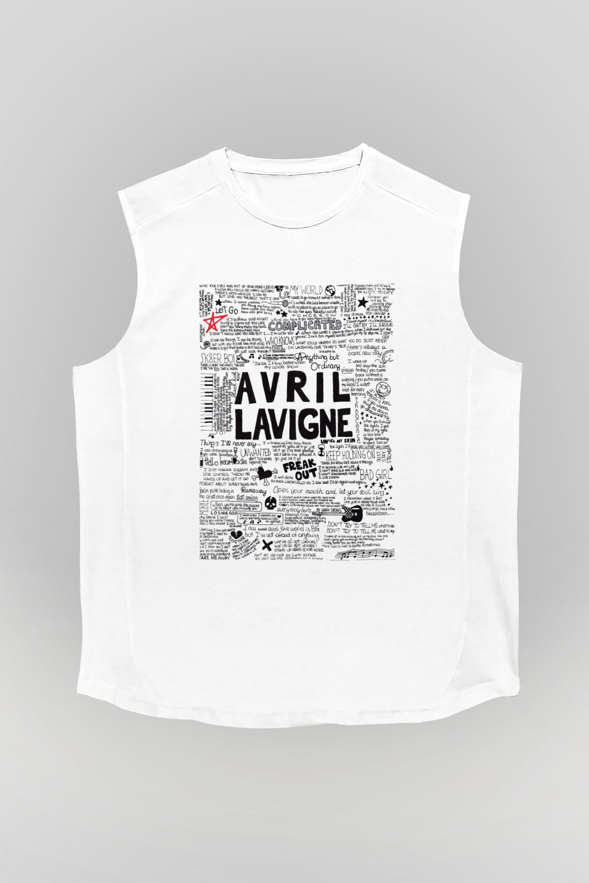 Avril Lavigne Beyaz Unisex Kolsuz Tişört
