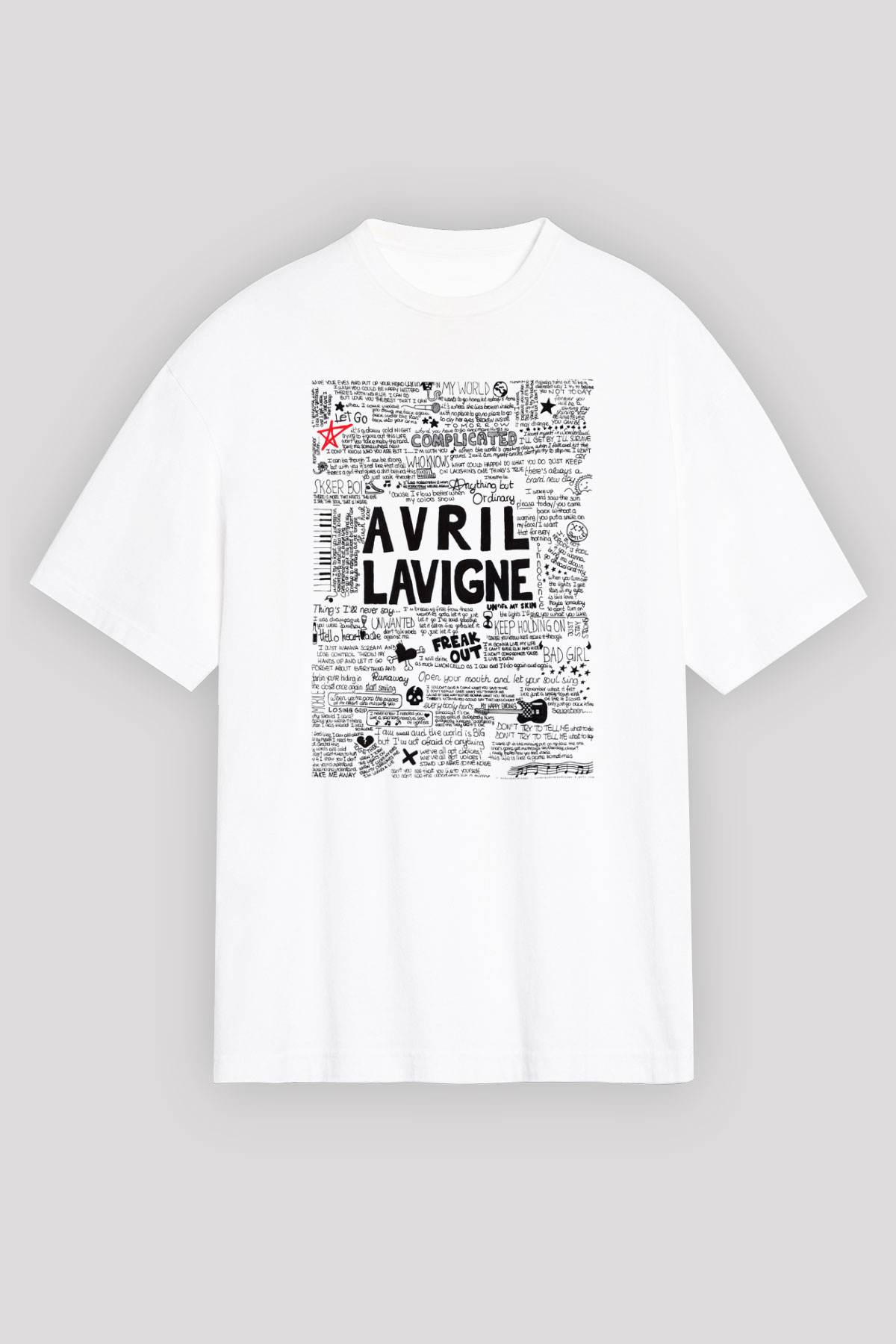 Avril Lavigne Beyaz Unisex Oversize Tişört T-Shirt
