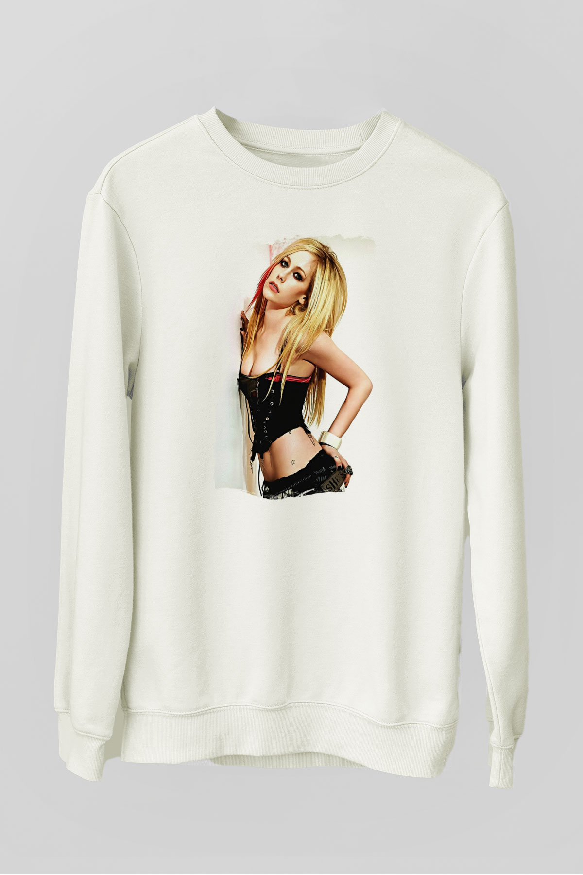 Avril Lavigne Beyaz Unisex Sweatshirt