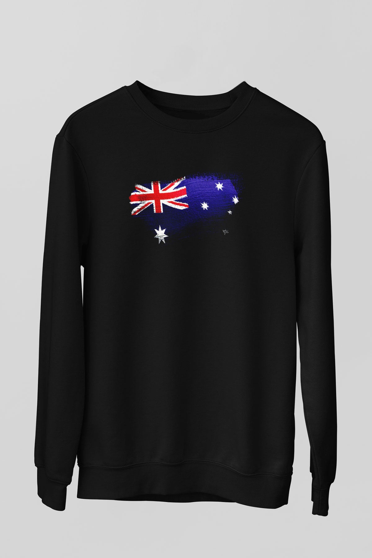Avustralya - Australia Bayrağı Baskılı Unisex Siyah Sweatshirt
