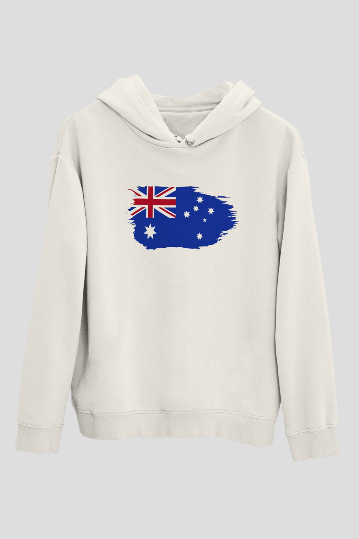 Avustralya Beyaz Unisex Kapşonlu Sweatshirt