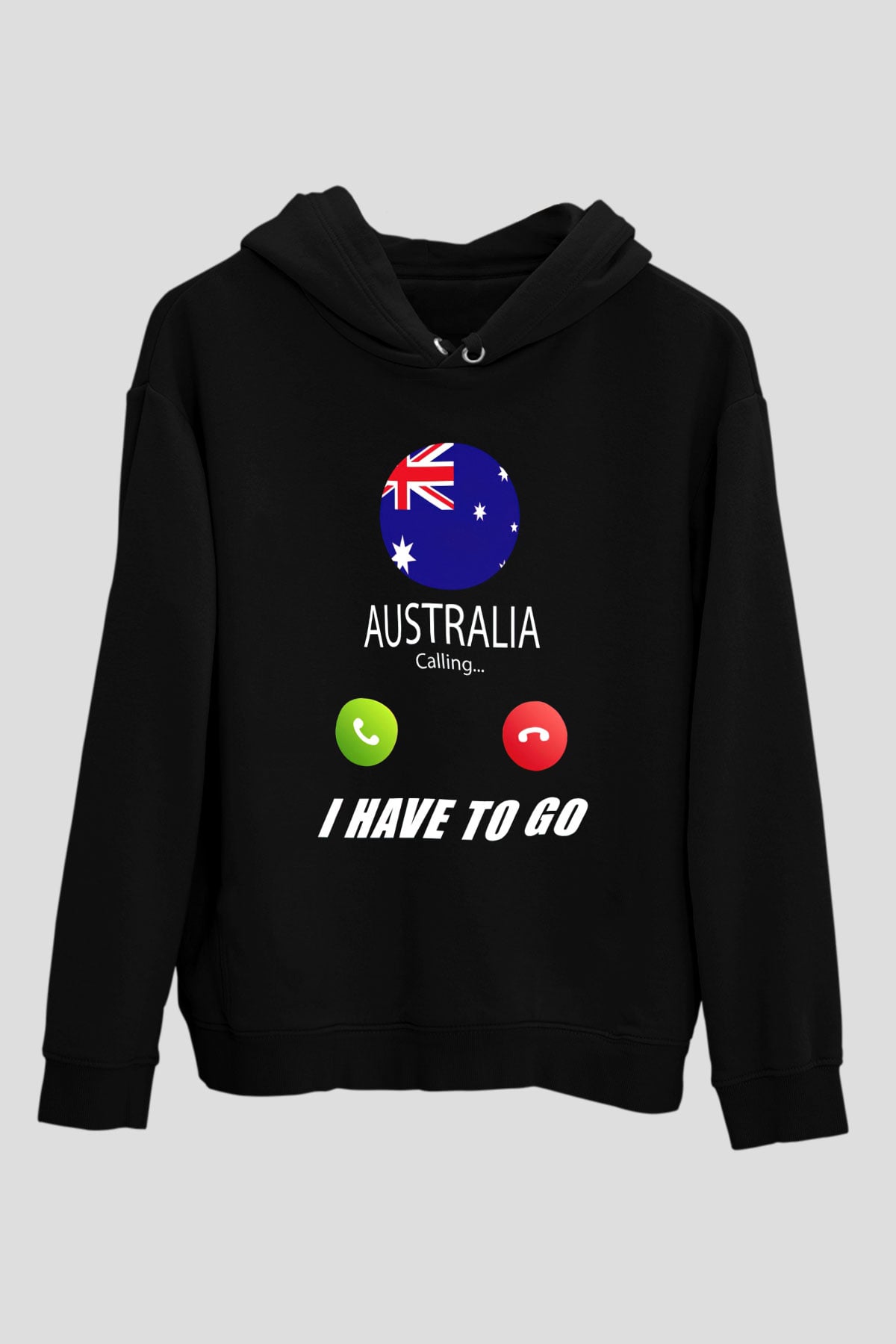 Avustralya Siyah Unisex Hoodie