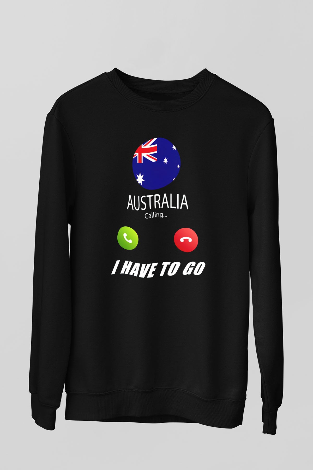 Avustralya Siyah Unisex Sweatshirt