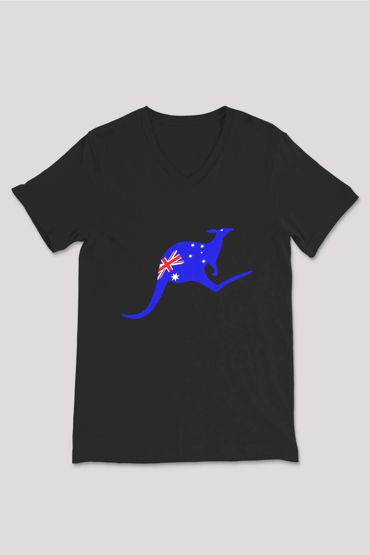 Avustralya Siyah Unisex V Yaka Tişört T-Shirt