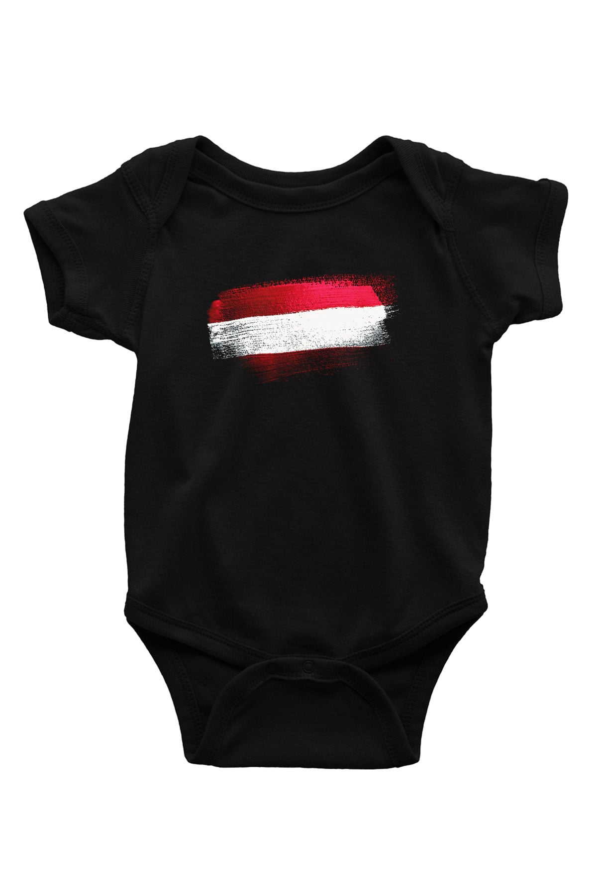 Avusturya - Austria Bayrağı Baskılı Unisex Siyah Bebek Body - Zıbın