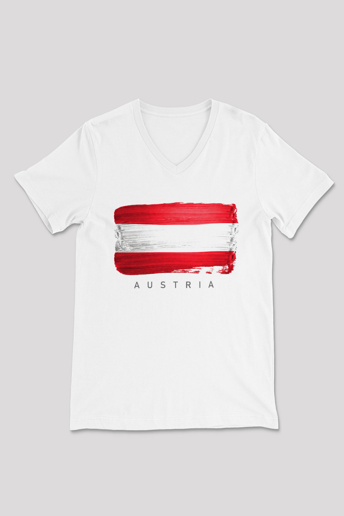 Avusturya Beyaz Unisex V Yaka Tişört