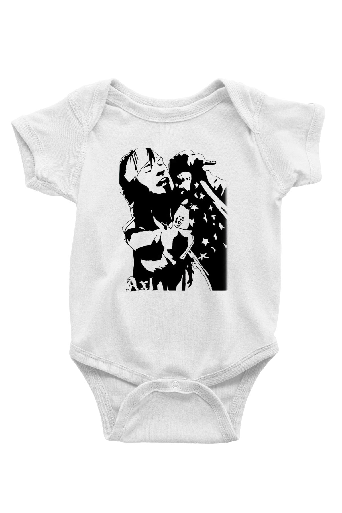 Axl Rose Baskılı Beyaz Unisex Bebek Body - Zıbın