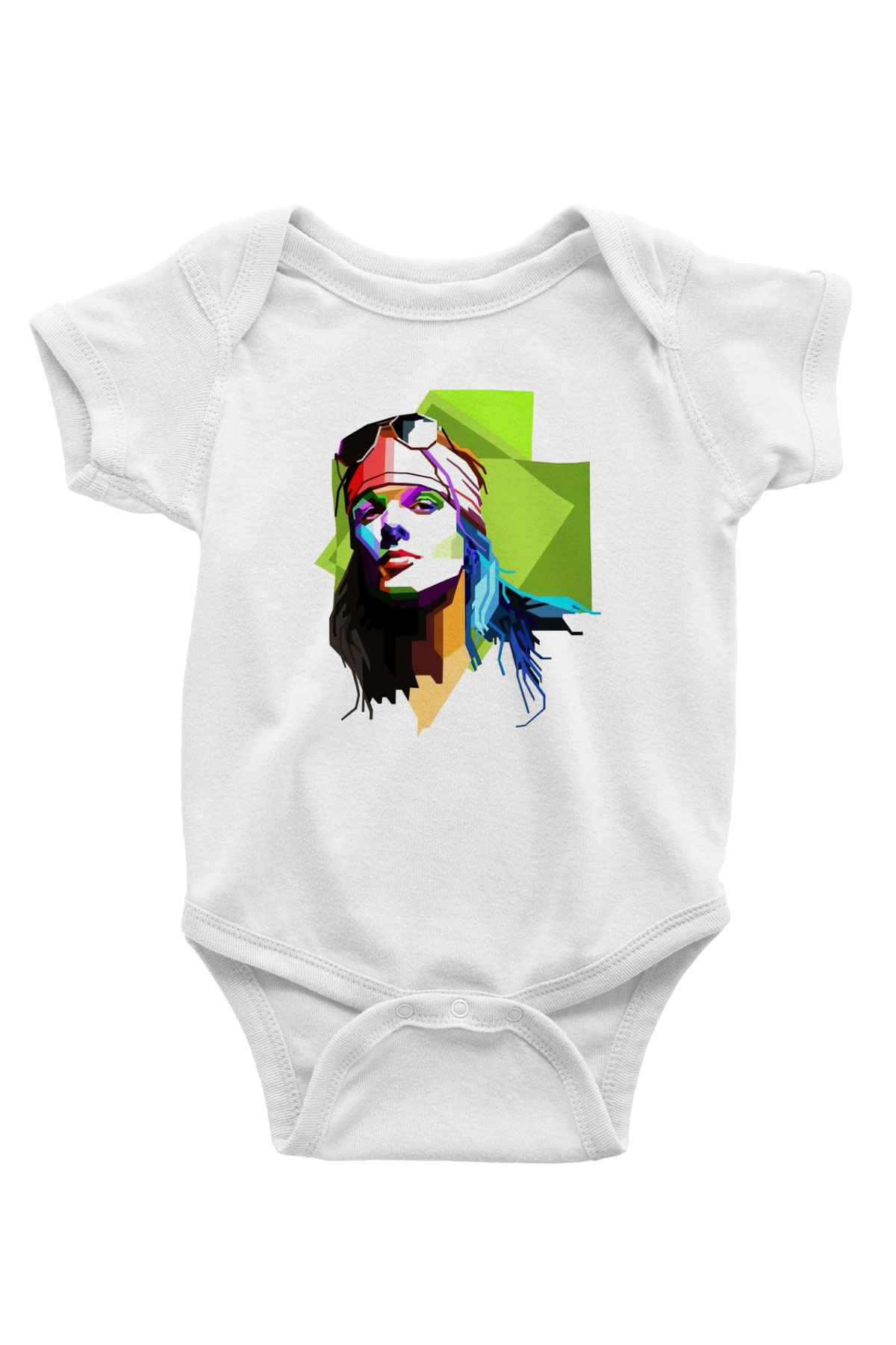 Axl Rose Baskılı Beyaz Unisex Bebek Body - Zıbın