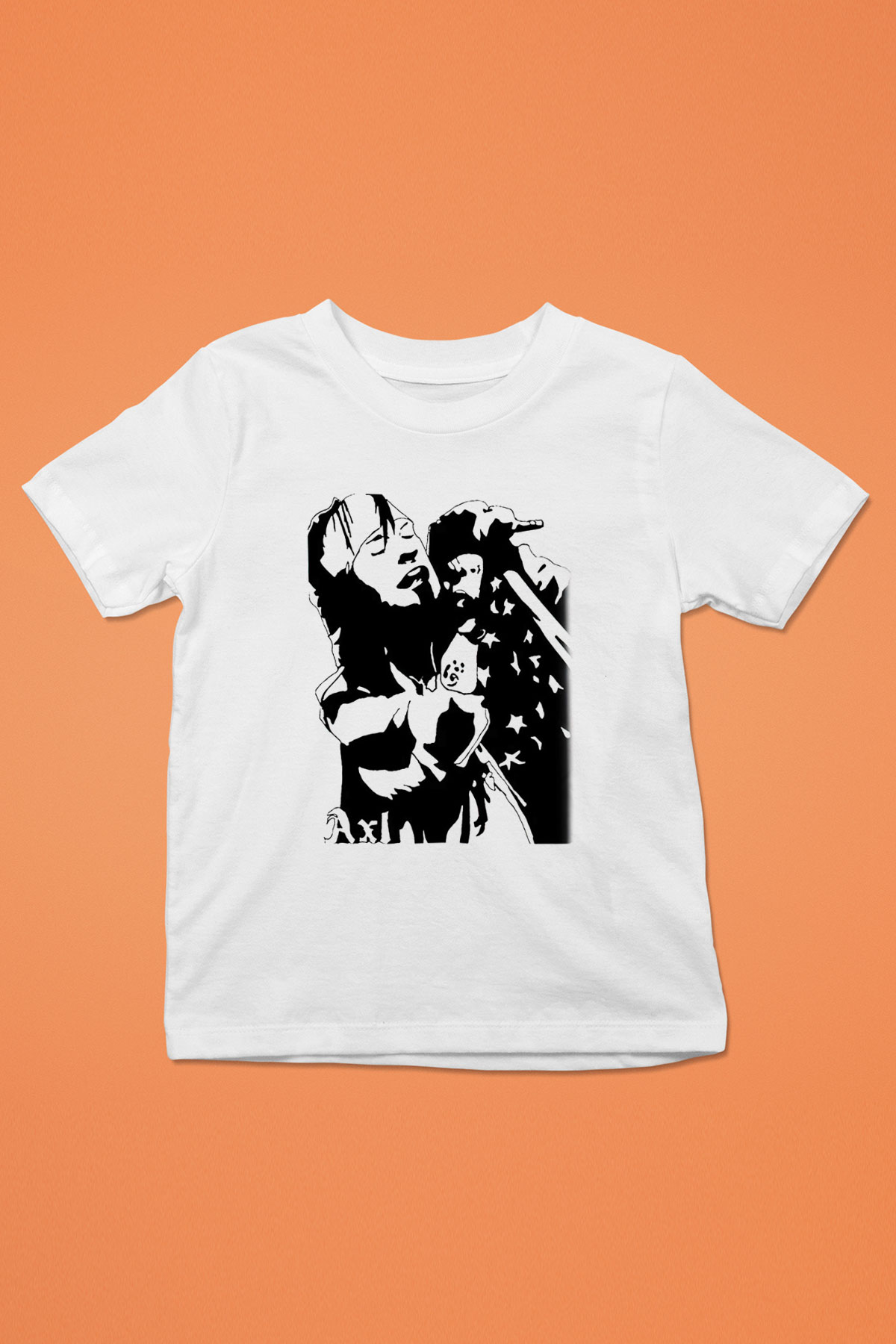 Axl Rose Baskılı Beyaz Unisex Çocuk Tişört