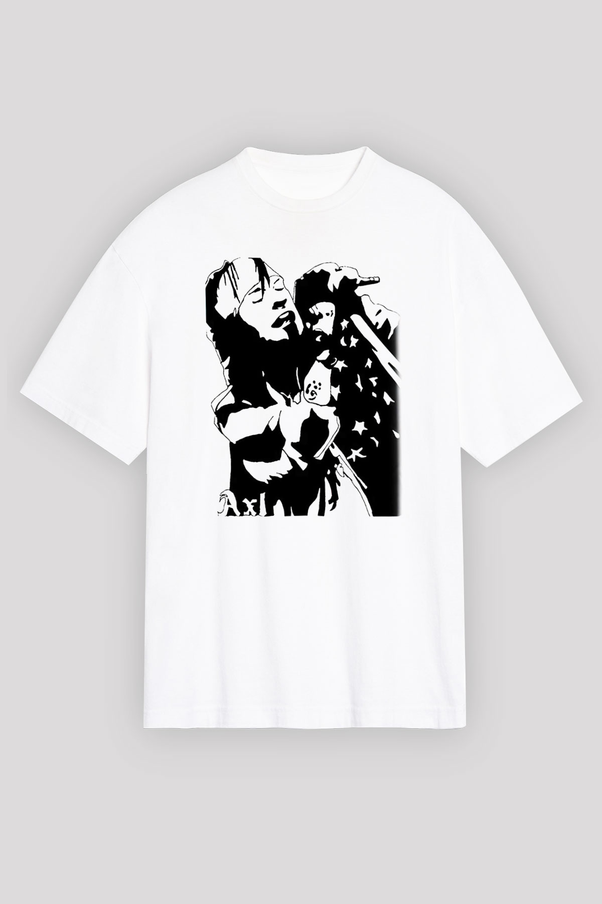 Axl Rose Beyaz Unisex Oversize Tişört T-Shirt