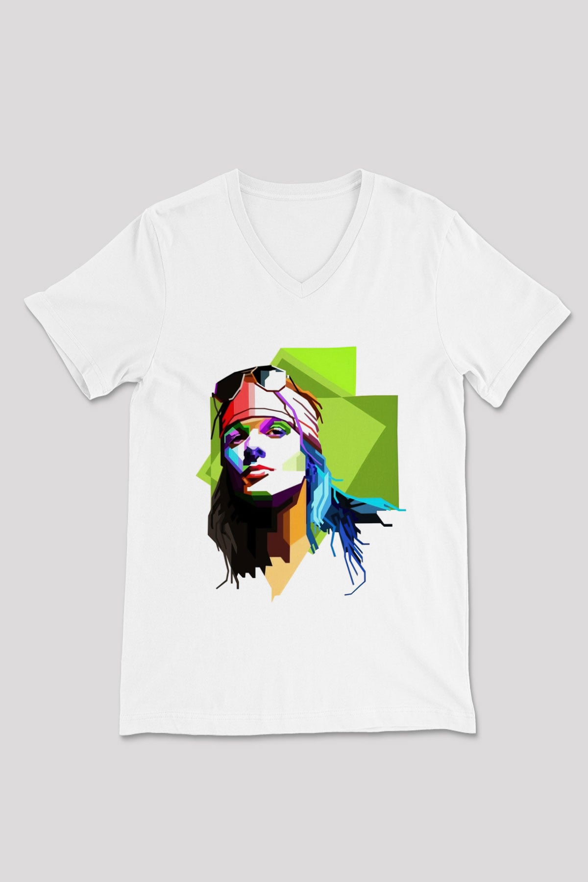 Axl Rose Beyaz Unisex V Yaka Tişört T-Shirt