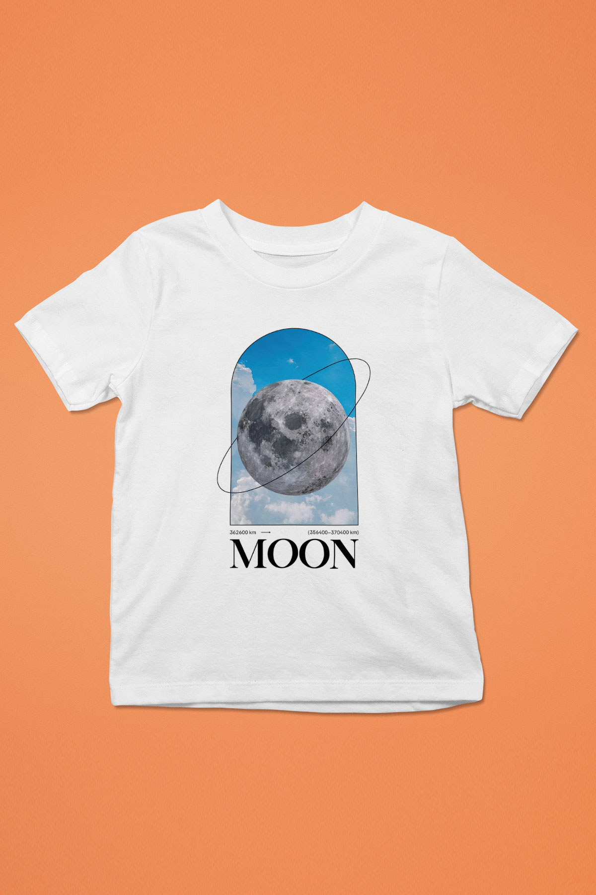 Ay Baskılı Unisex Beyaz Çocuk Tişörtü - Tshirt