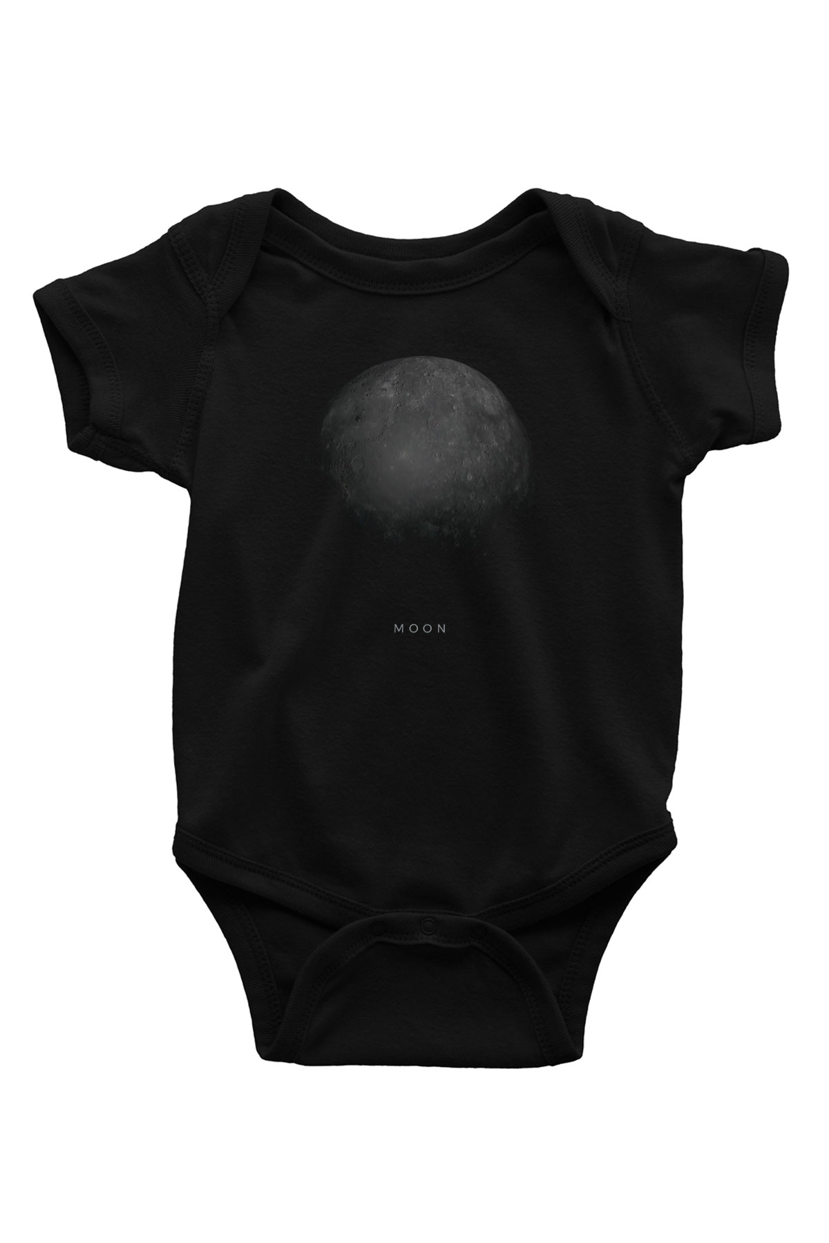Ay Baskılı Unisex  Siyah Bebek Body - Zıbın