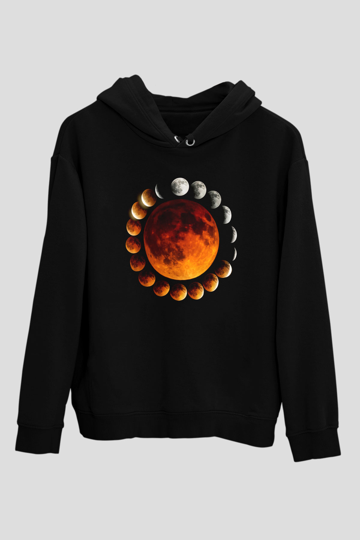 Ay Siyah Unisex Kapüşonlu Sweatshirt