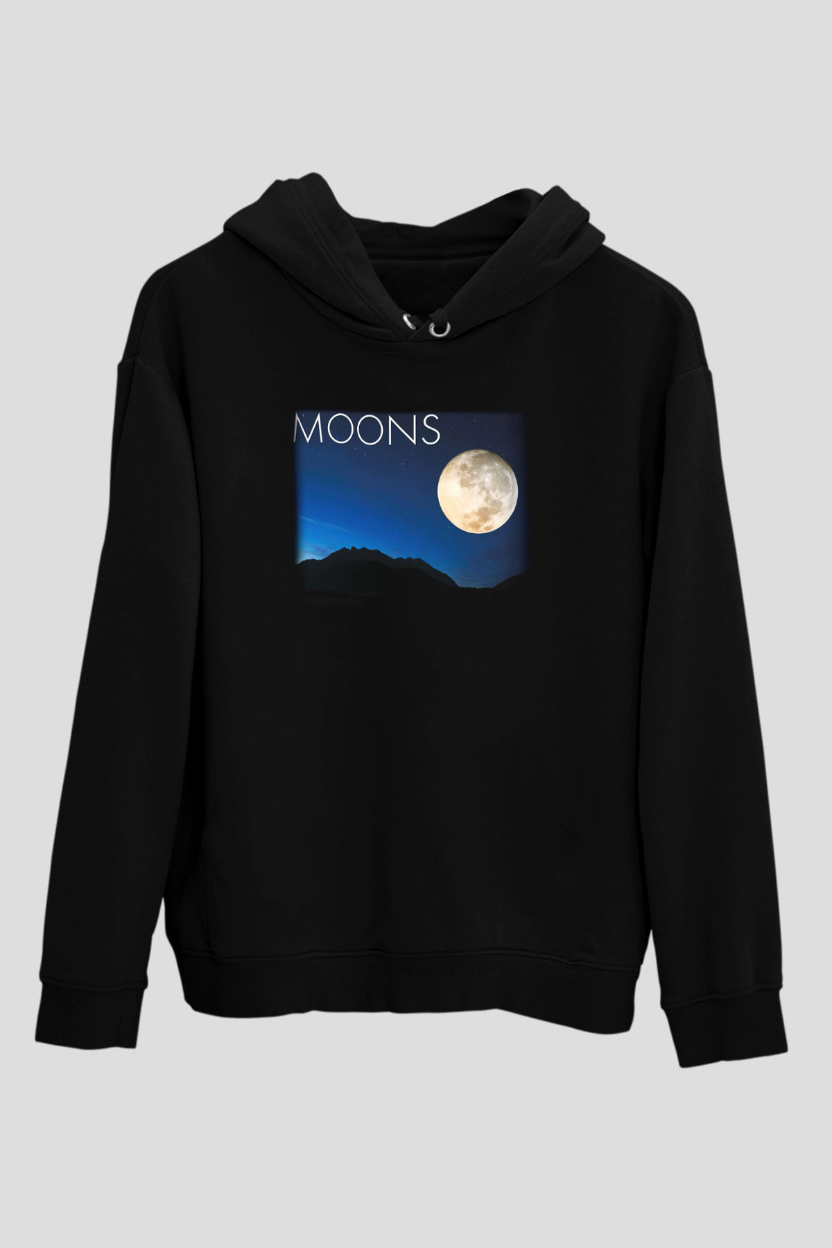 Ay Siyah Unisex Kapüşonlu Sweatshirt