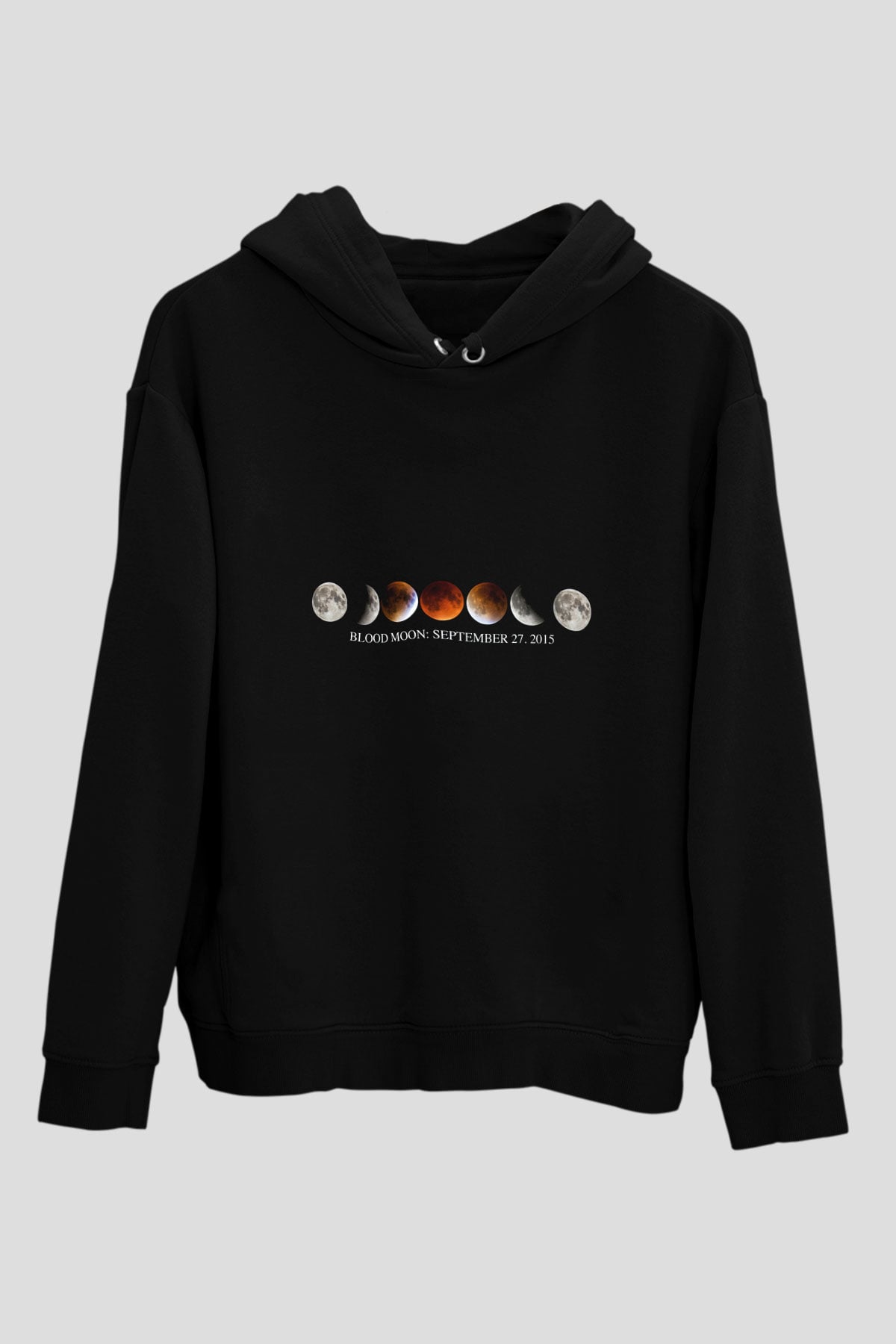 Ay Siyah Unisex Kapüşonlu Sweatshirt