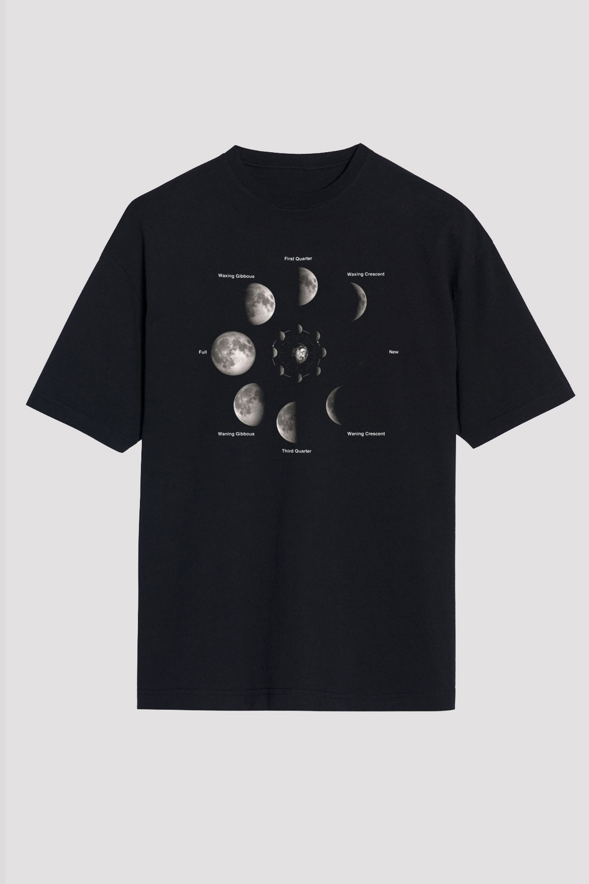 Ay Siyah Unisex Oversize Tişört T-Shirt