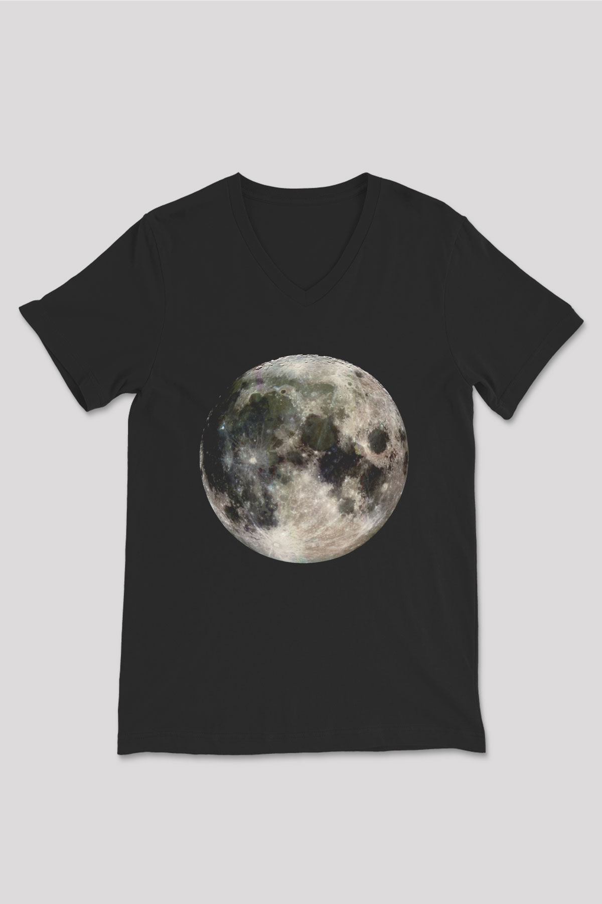 Ay Siyah Unisex V Yaka Tişört T-Shirt