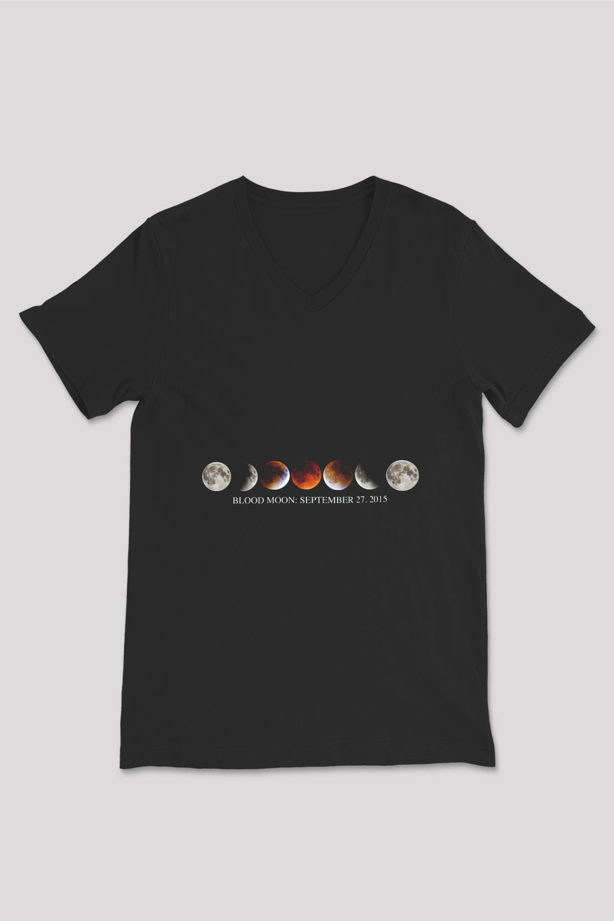Ay Siyah Unisex V Yaka Tişört T-Shirt