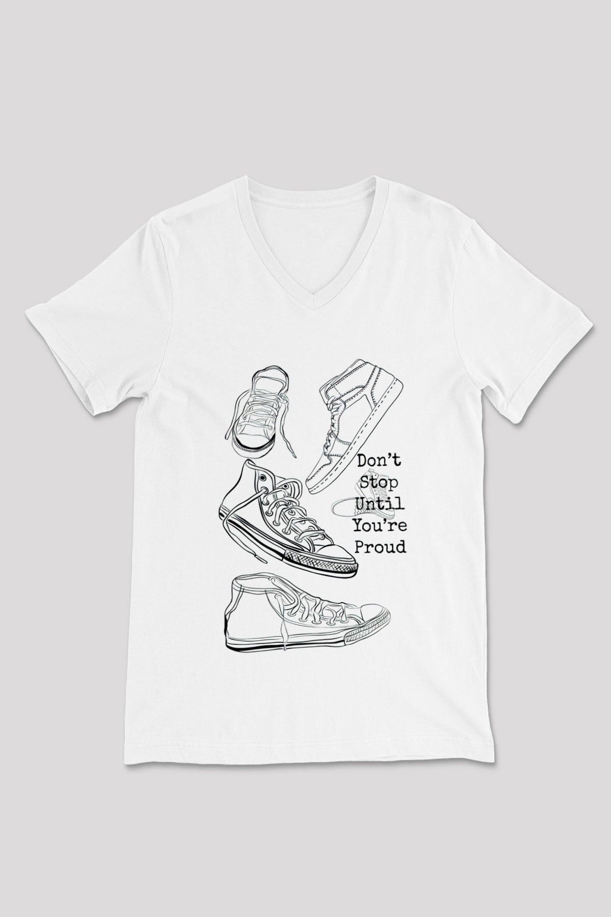 Ayakkabıcı Beyaz Unisex V Yaka Tişört