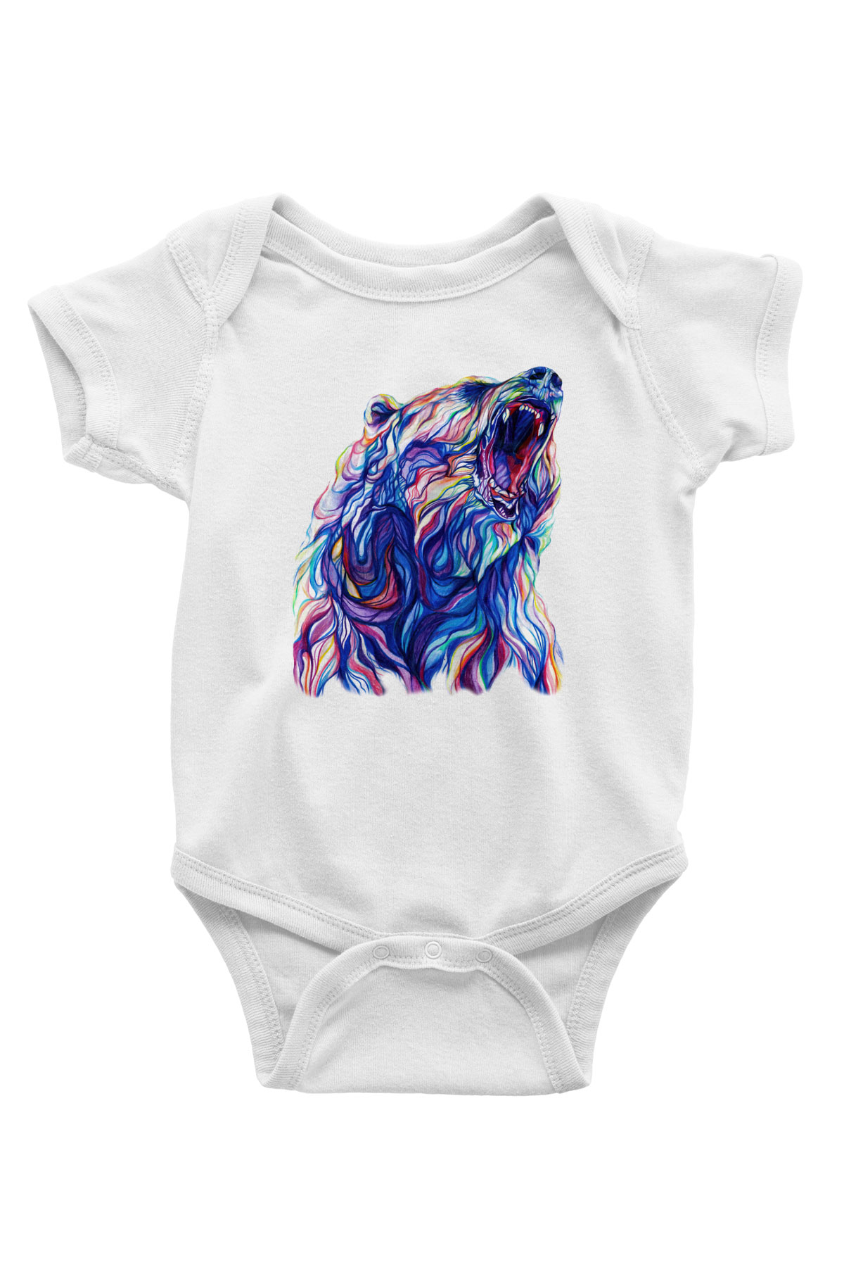 Ayı Baskılı Beyaz Unisex Bebek Body - Zıbın