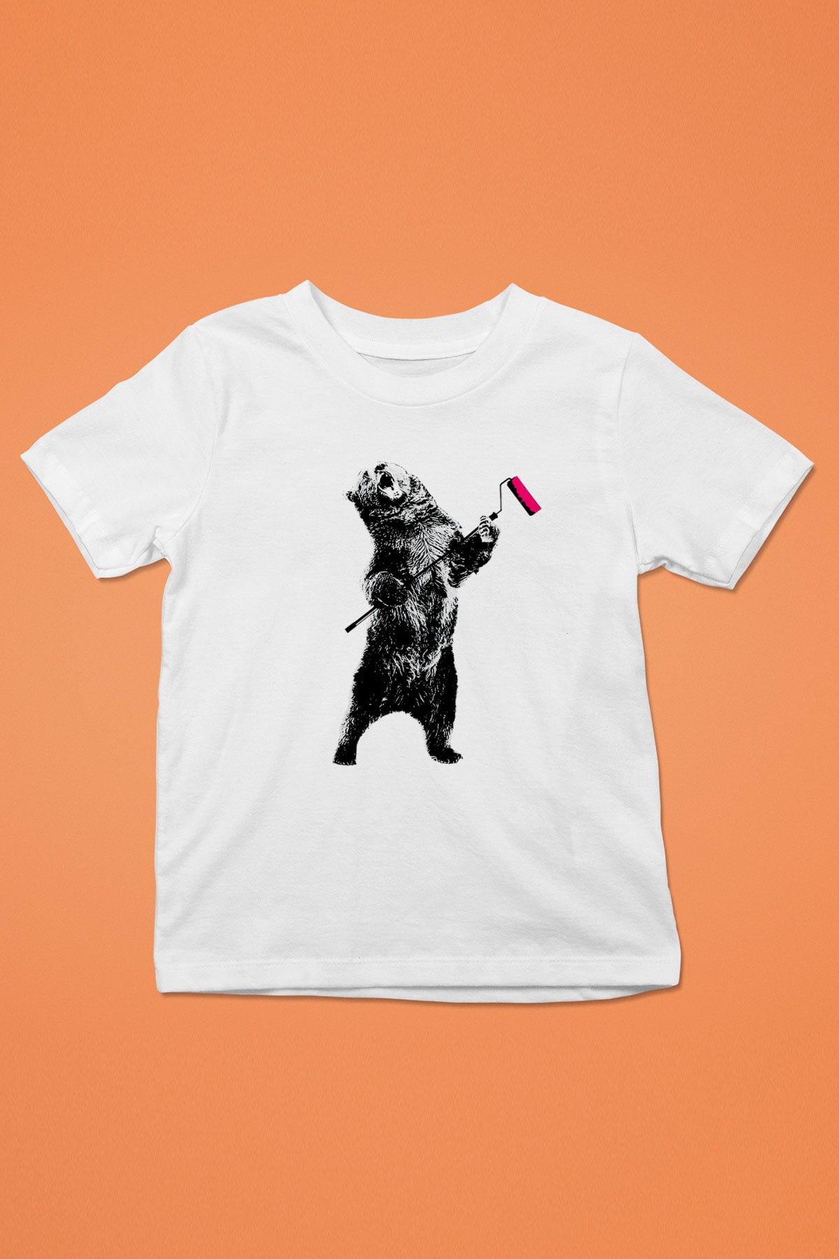 Ayı Baskılı Beyaz Unisex Çocuk Tişört