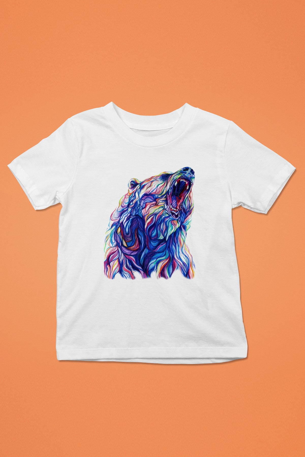 Ayı Baskılı Beyaz Unisex Çocuk Tişört