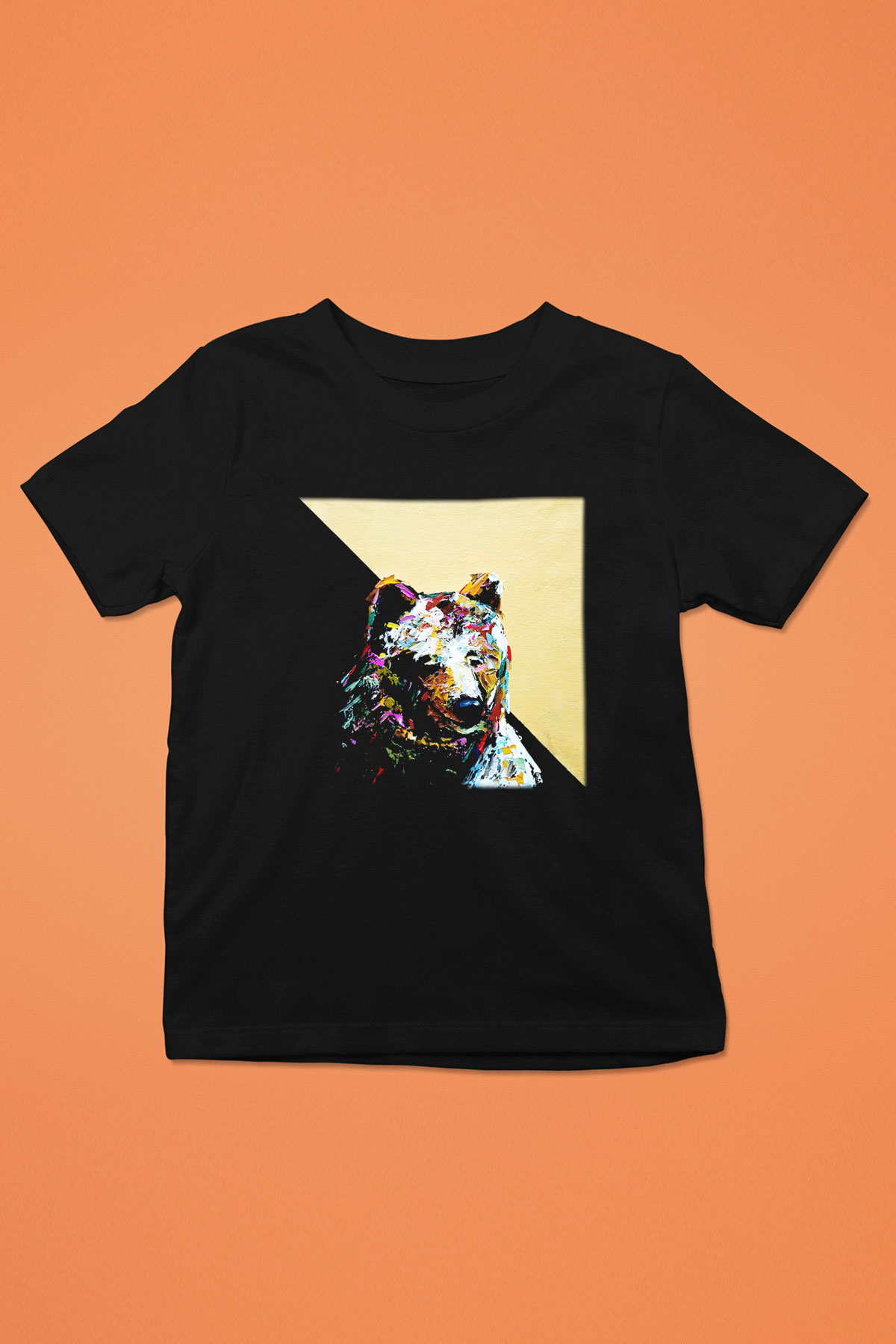 Ayı Baskılı Siyah Unisex Çocuk Tişört