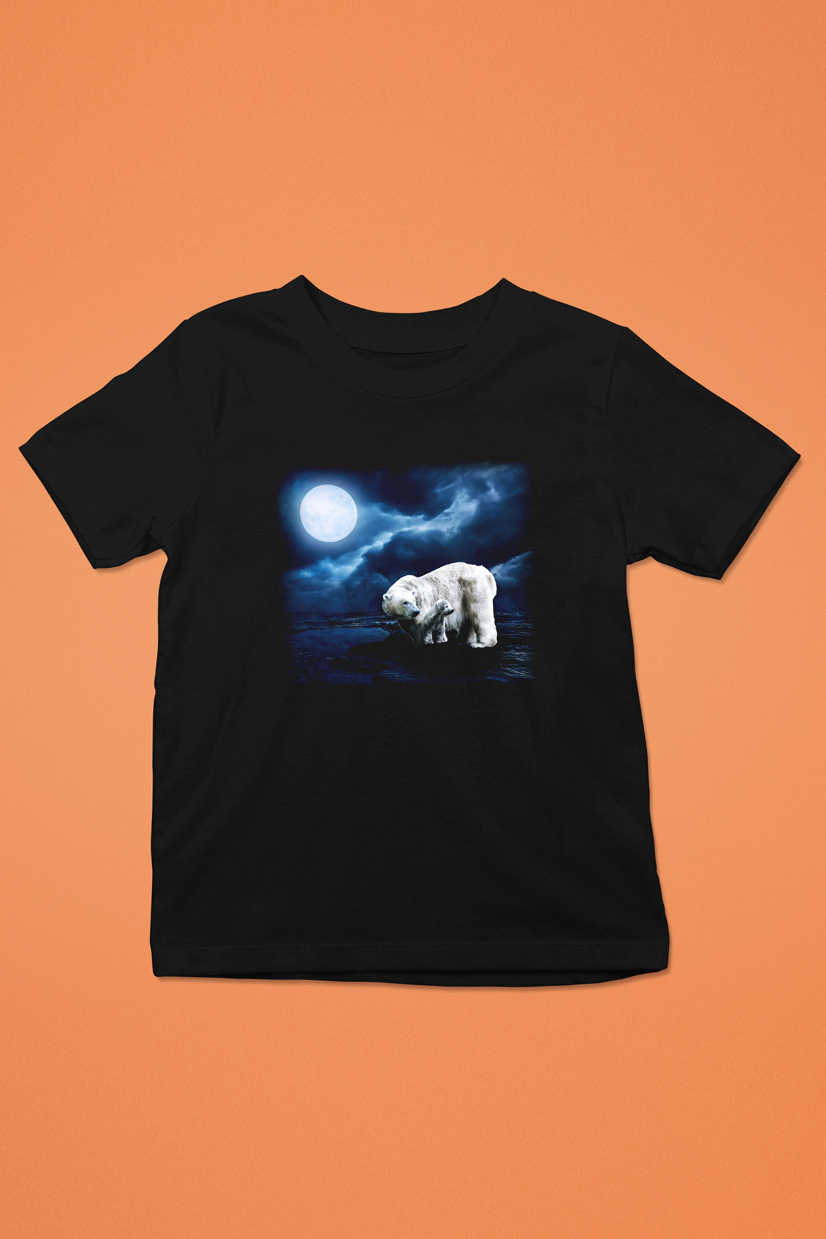 Ayı Baskılı Siyah Unisex Çocuk Tişört