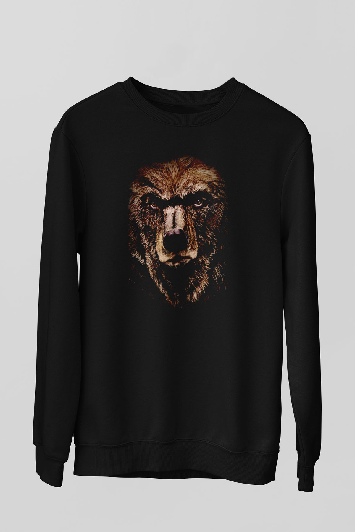 Ayı Baskılı Unisex Siyah  Sweatshirt