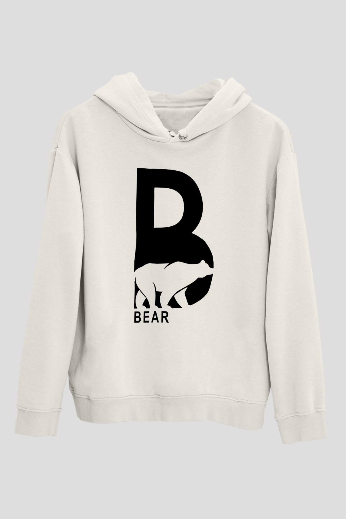 Ayı Beyaz Unisex Kapşonlu Sweatshirt