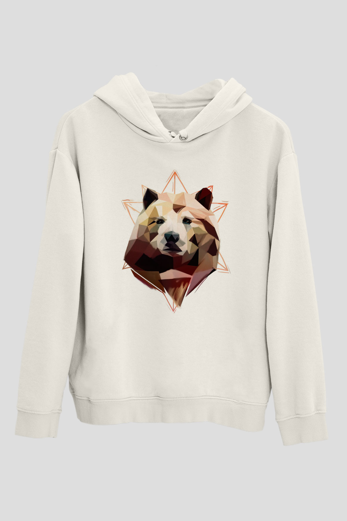 Ayı Beyaz Unisex Kapüşonlu Sweatshirt