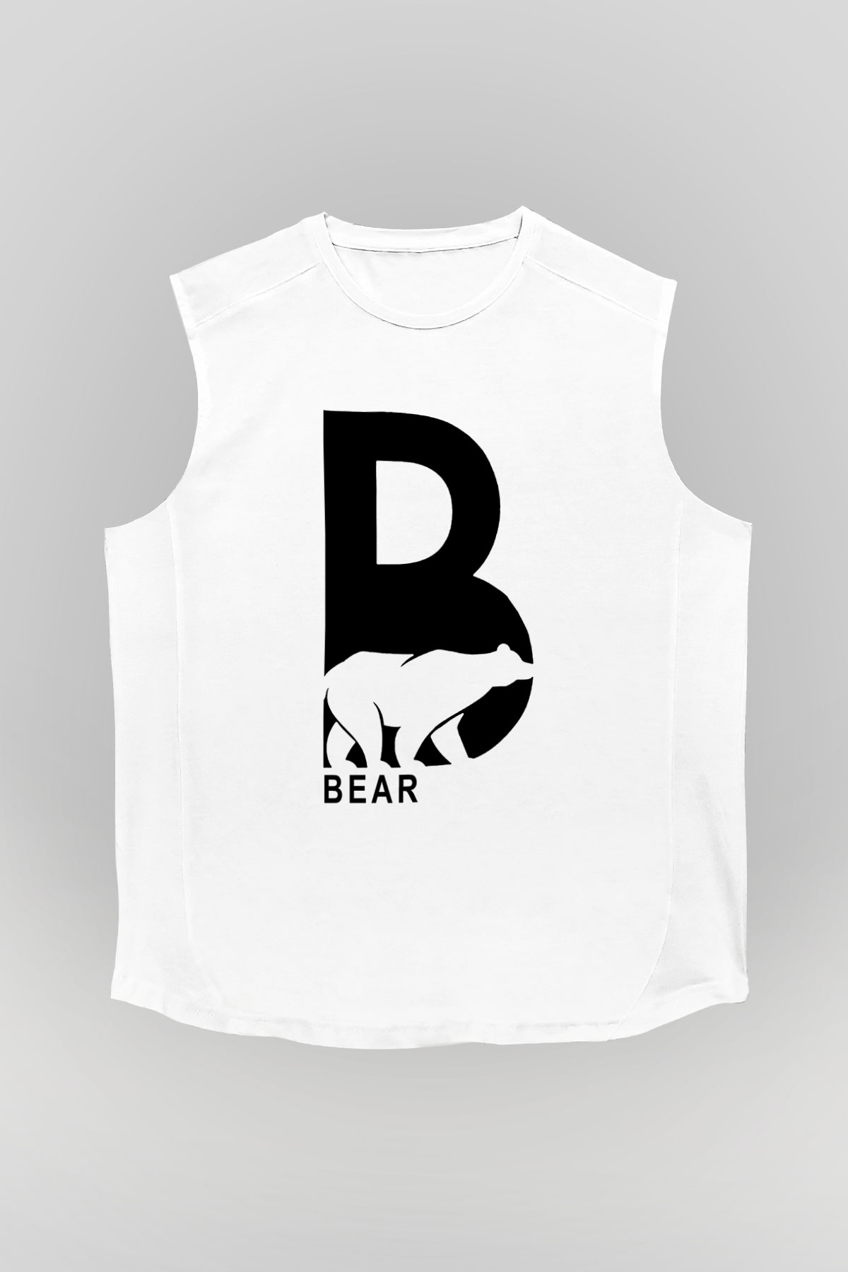 Ayı Beyaz Unisex Kolsuz Tişört