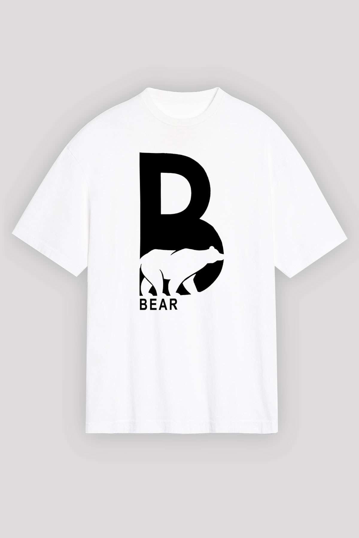 Ayı Beyaz Unisex Oversize Tişört T-Shirt