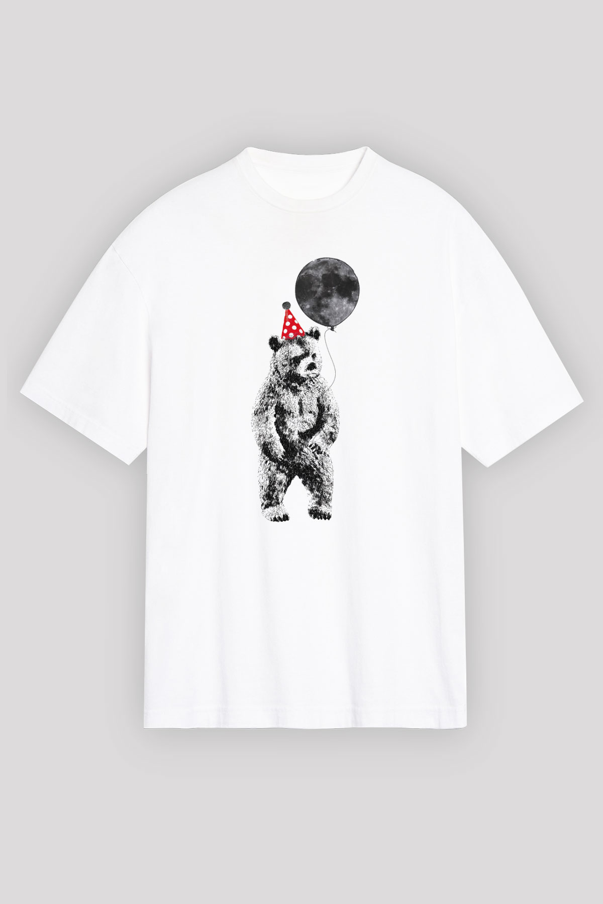 Ayı Beyaz Unisex Oversize Tişört T-Shirt