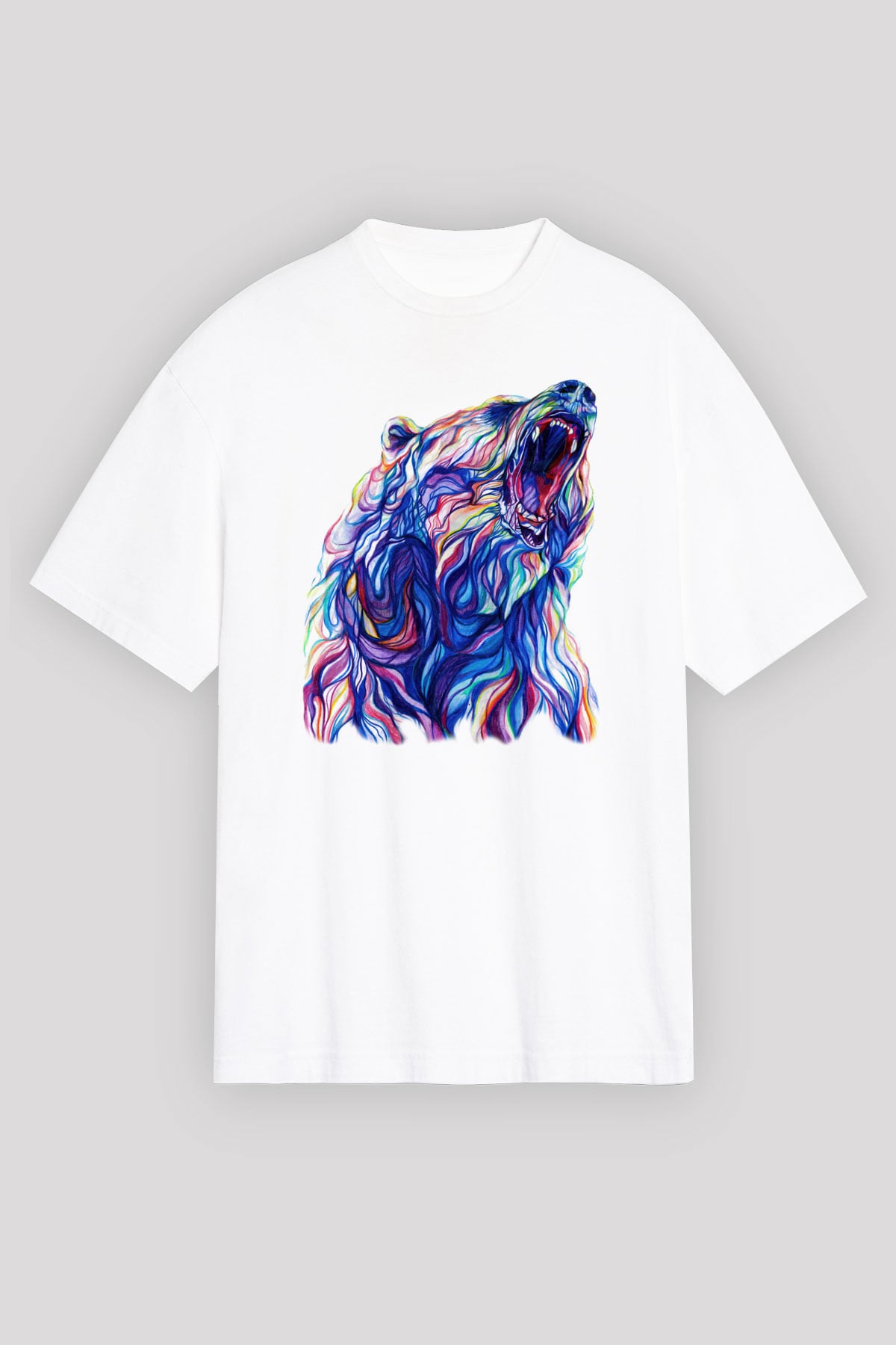 Ayı Beyaz Unisex Oversize Tişört T-Shirt