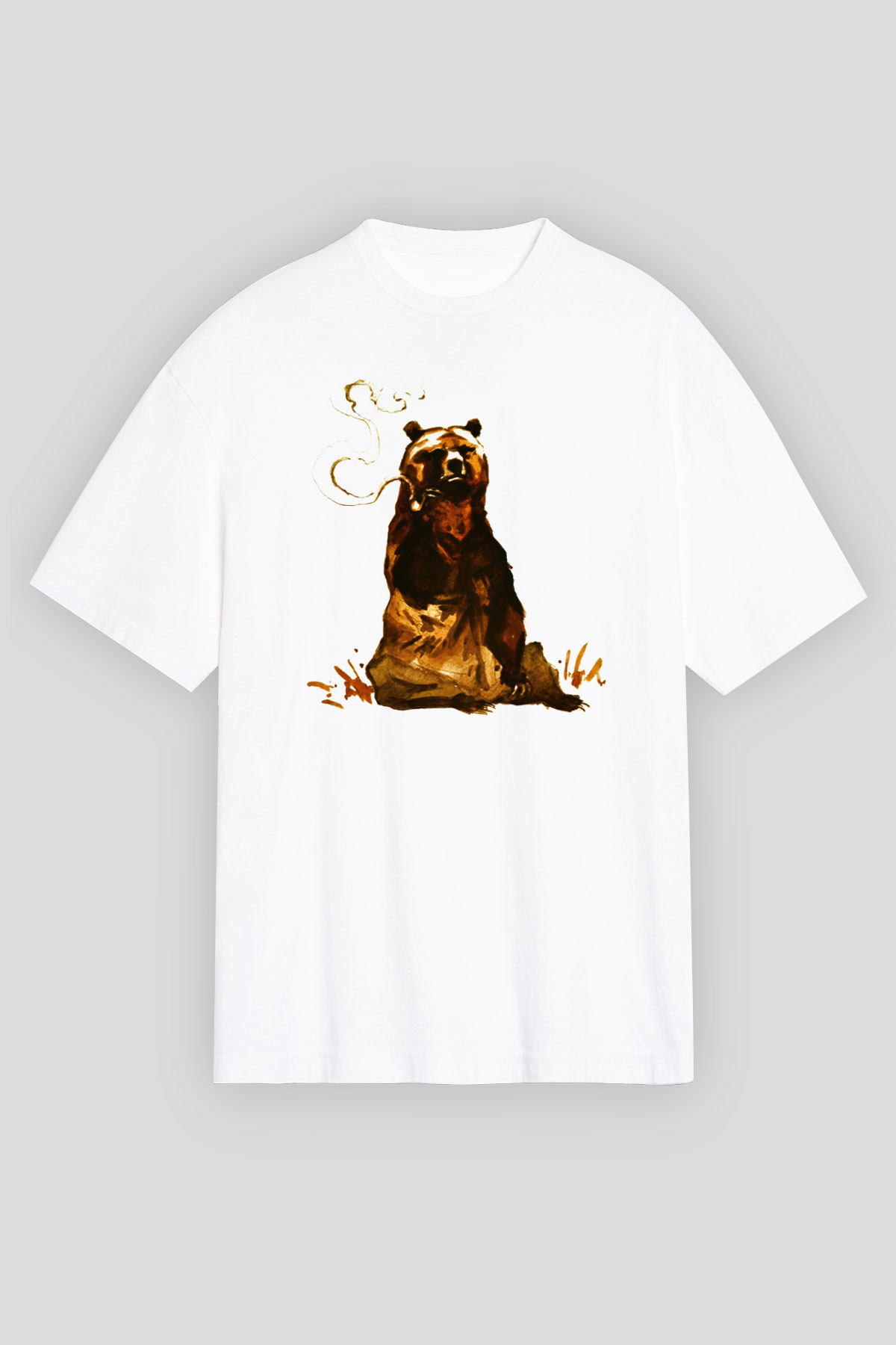 Ayı Beyaz Unisex Oversize Tişört T-Shirt