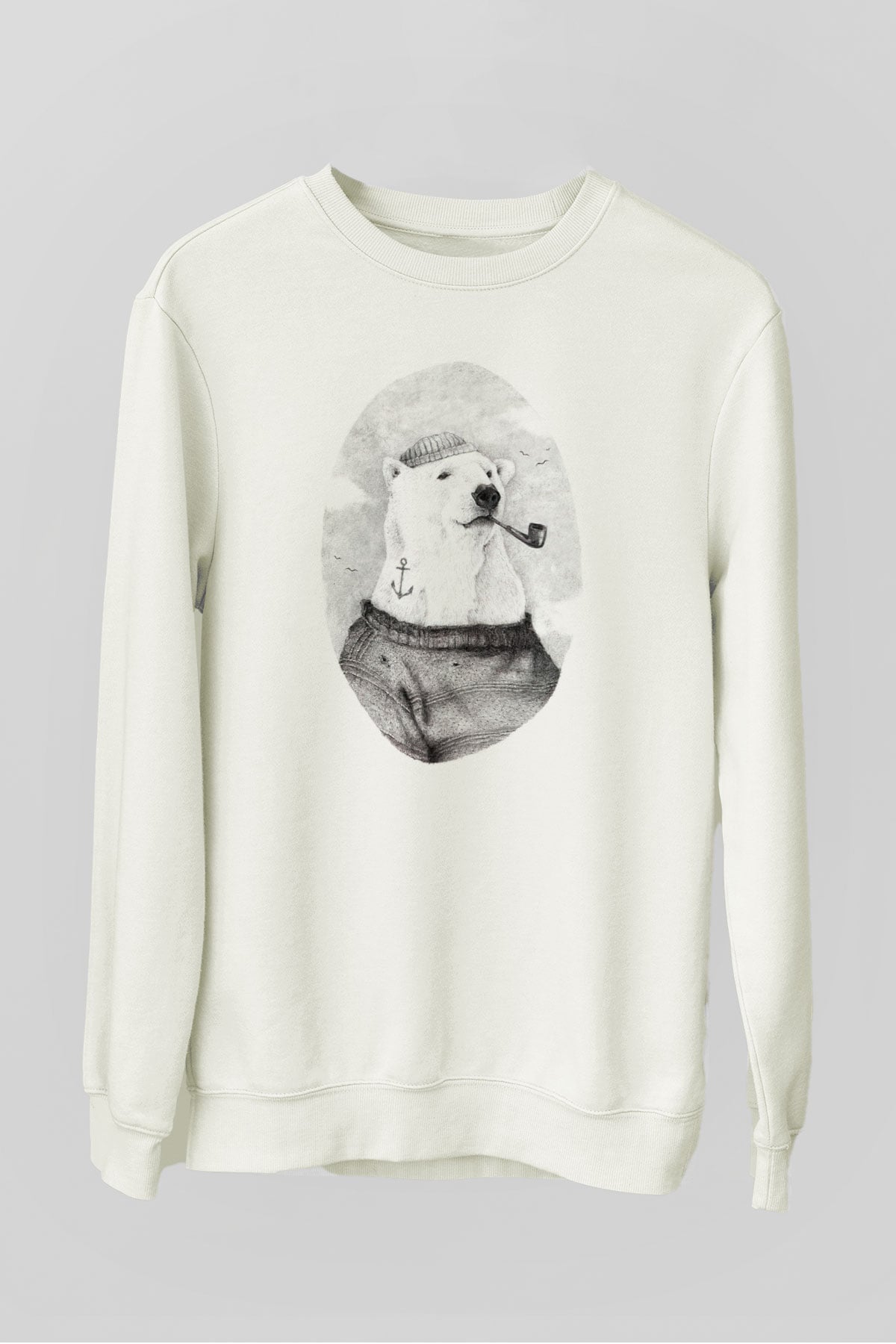 Ayı Beyaz Unisex Sweatshirt