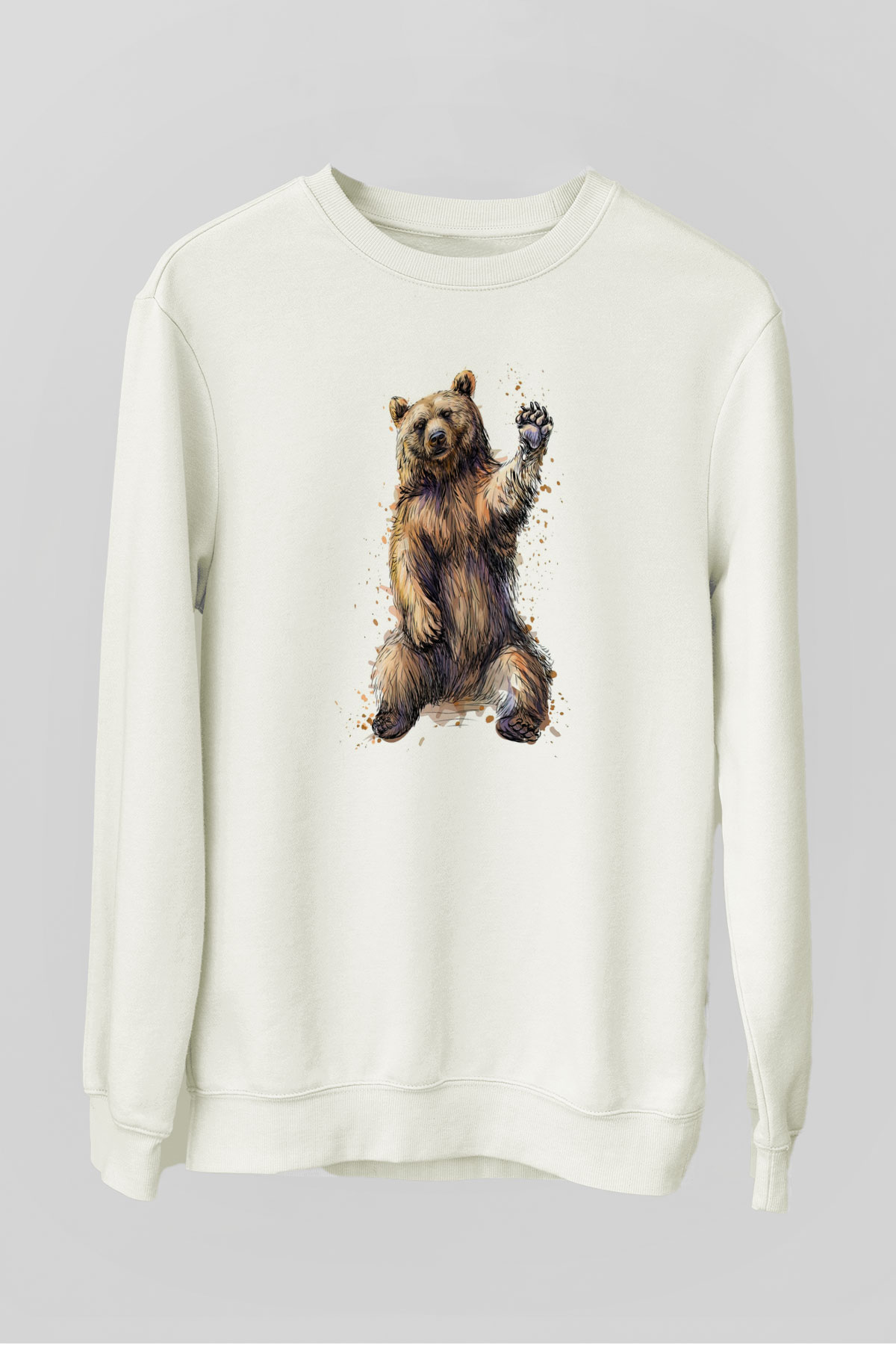 Ayı Beyaz Unisex Sweatshirt