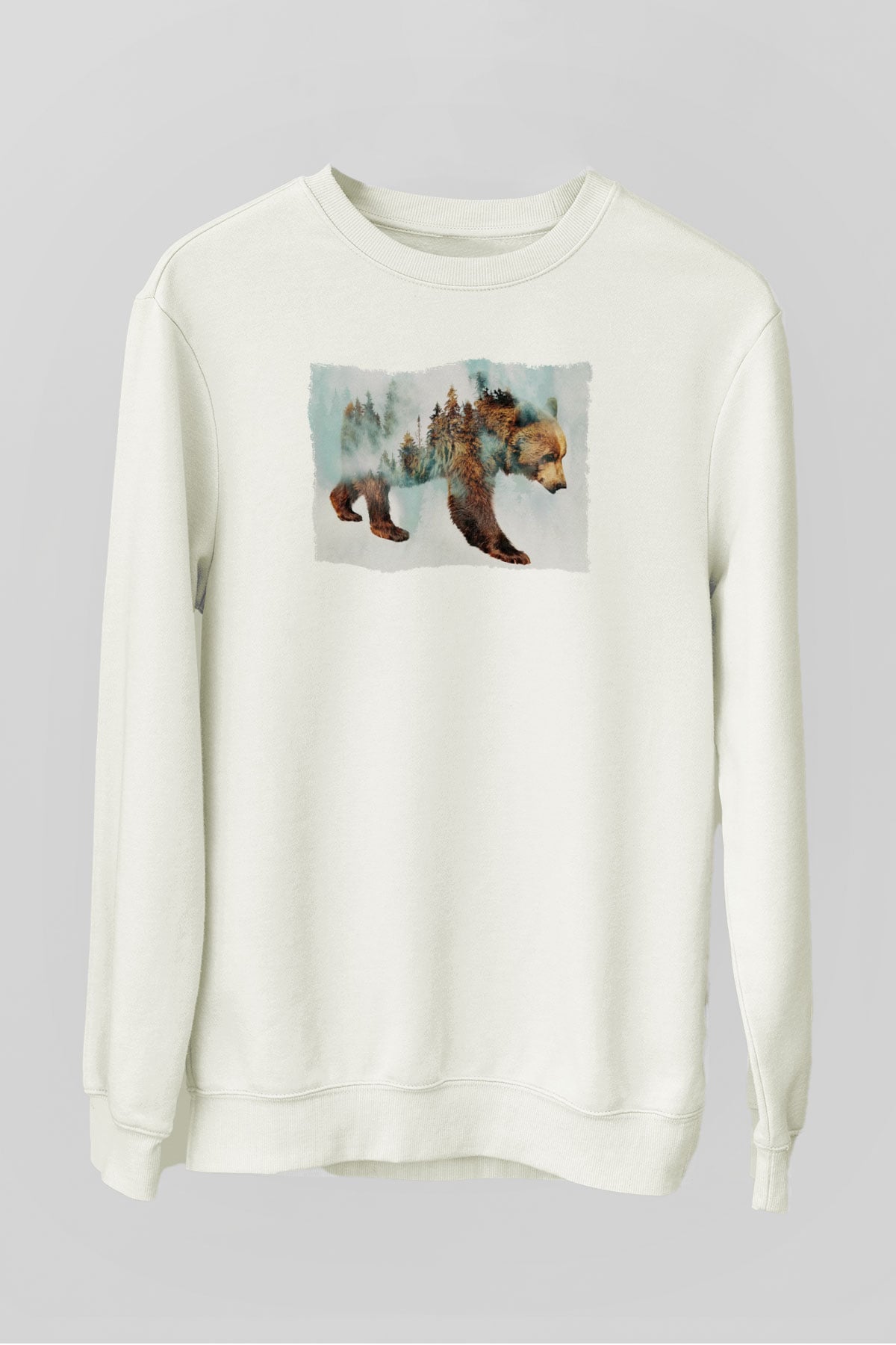 Ayı Beyaz Unisex Sweatshirt
