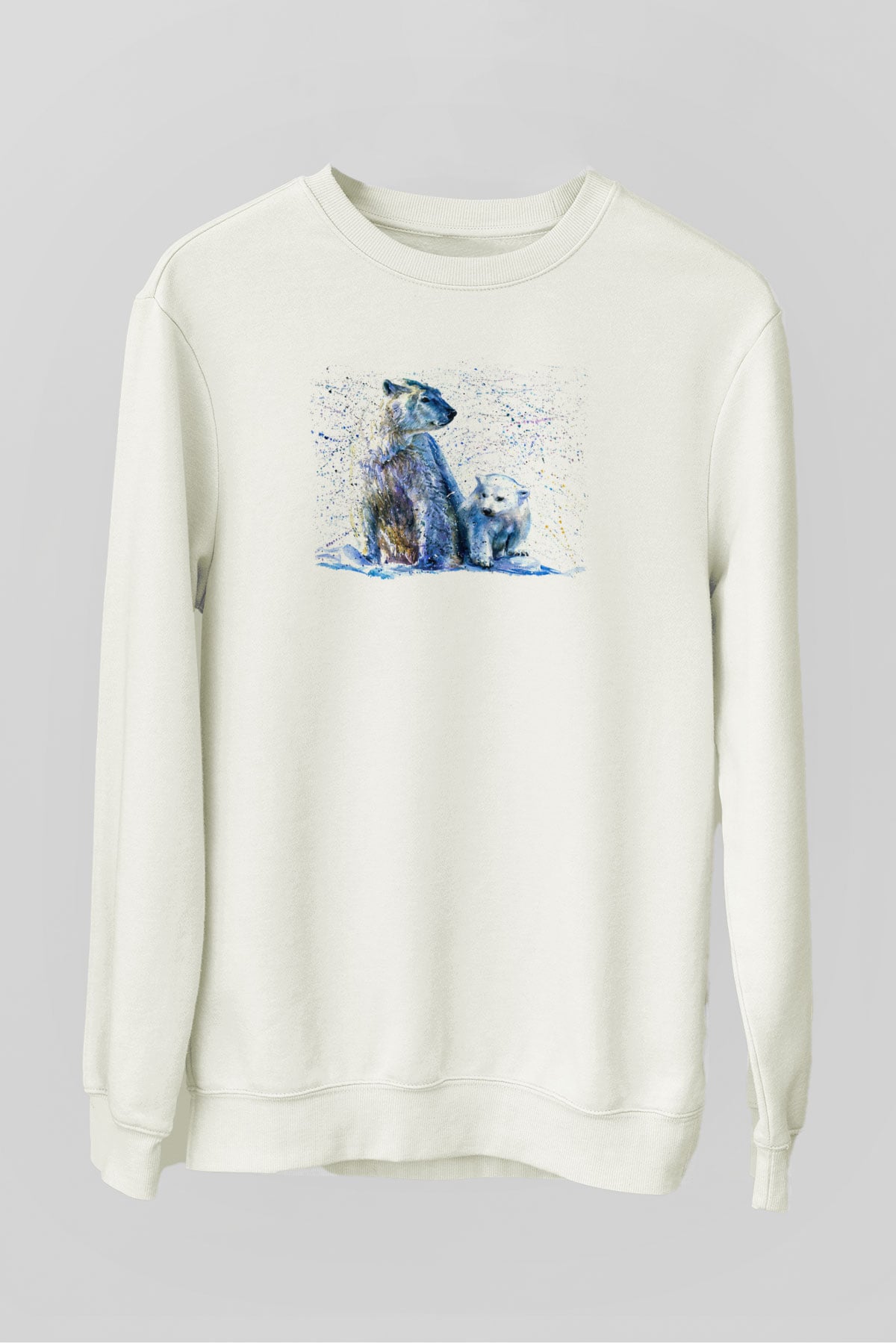 Ayı Beyaz Unisex Sweatshirt