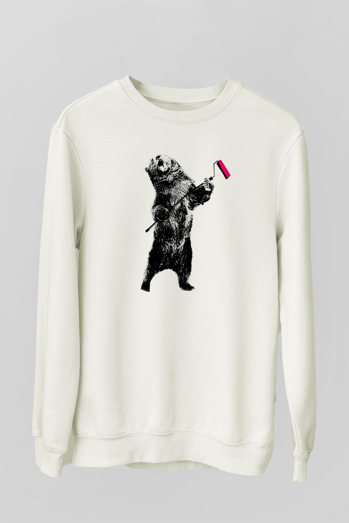 Ayı Beyaz Unisex Sweatshirt