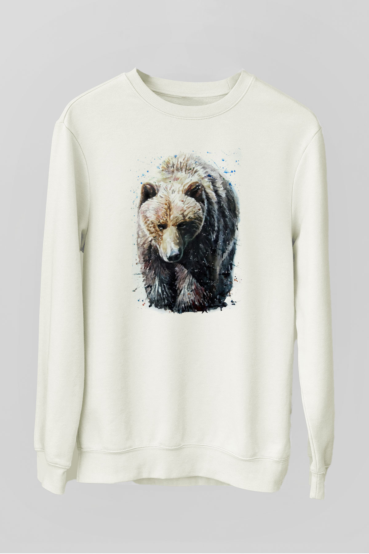 Ayı Beyaz Unisex Sweatshirt